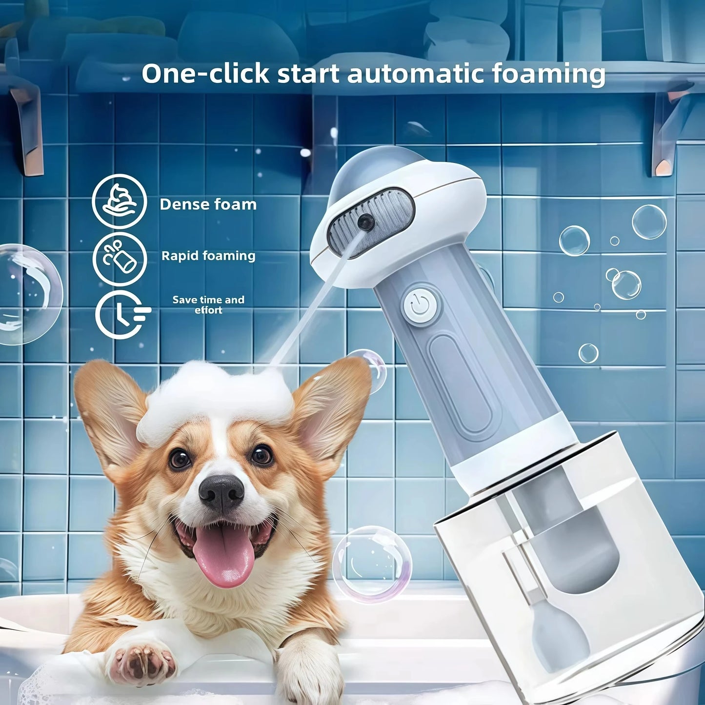 Automatic Pet Soap Dispenser – USB Rechargeable Foam Shampoo Sprayer for Dogs & Cats