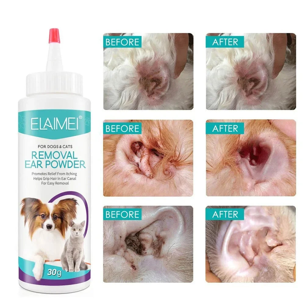 Pet Ear Powder Painless Ear Hair Removal Powder for Dogs and Pets Ear Cleaning Tool Ear Washing Powder for Removing Ear Hair 30g