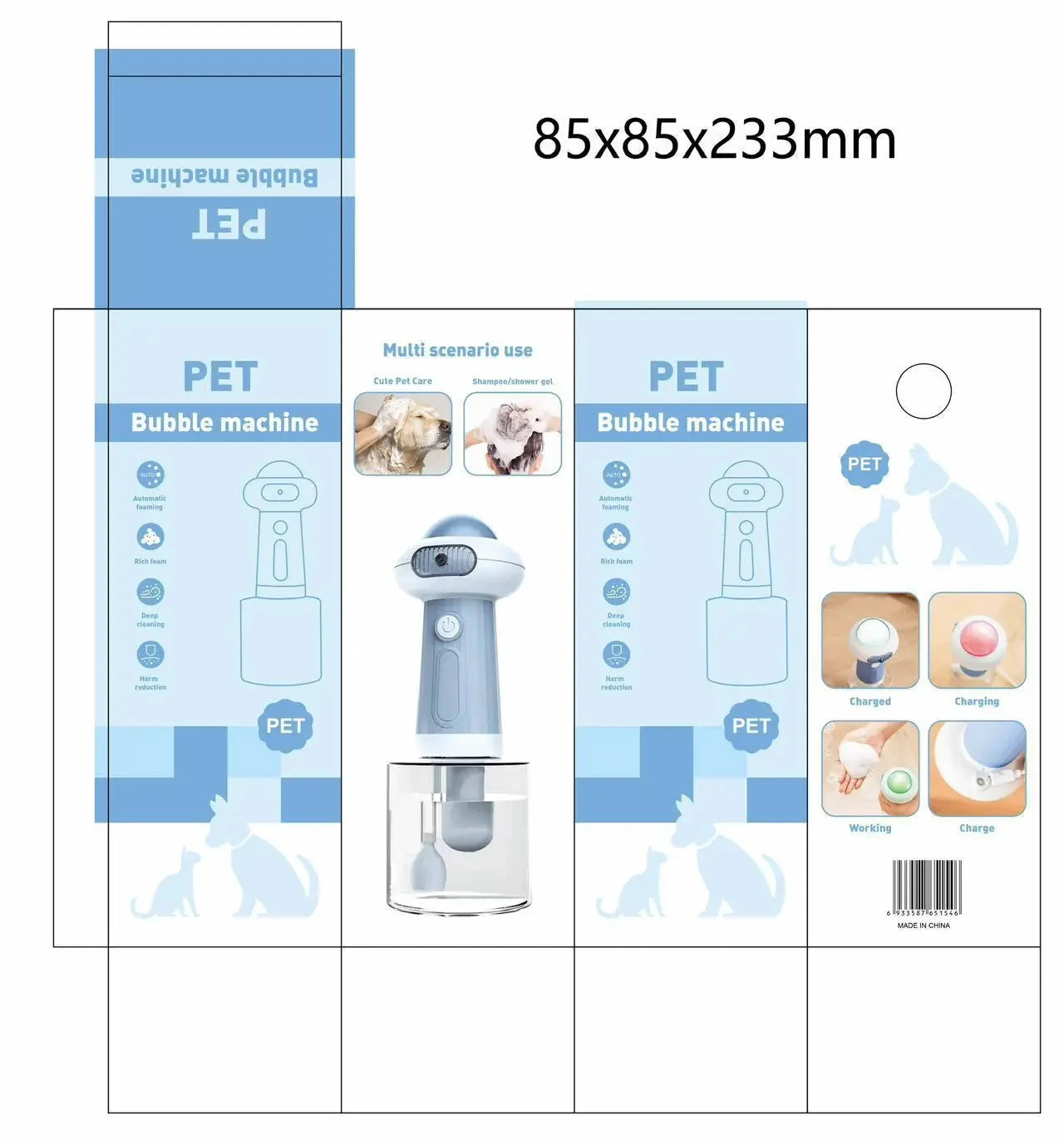 Automatic Pet Soap Dispenser – USB Rechargeable Foam Shampoo Sprayer for Dogs & Cats