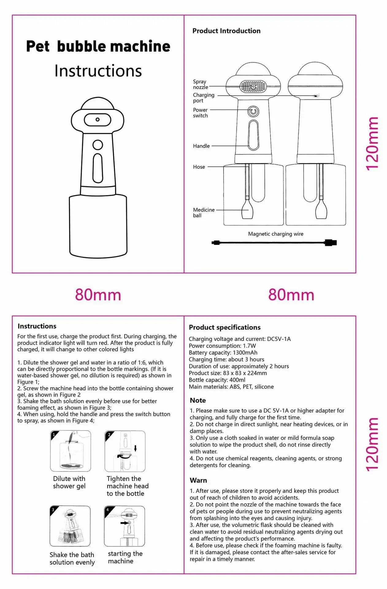 Automatic Pet Soap Dispenser – USB Rechargeable Foam Shampoo Sprayer for Dogs & Cats