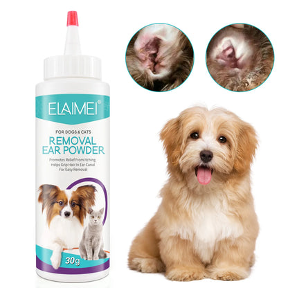 Pet Ear Powder Painless Ear Hair Removal Powder for Dogs and Pets Ear Cleaning Tool Ear Washing Powder for Removing Ear Hair 30g