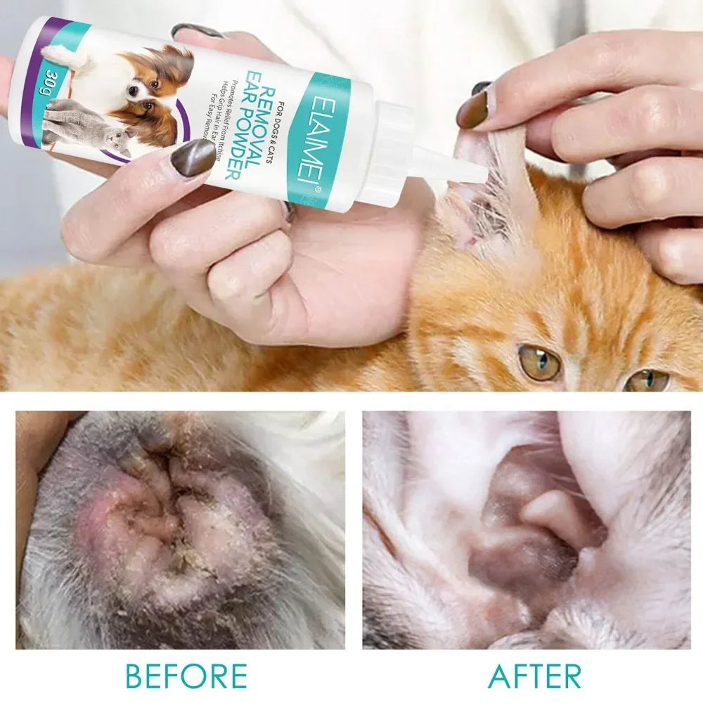 Pet Ear Powder Painless Ear Hair Removal Powder for Dogs and Pets Ear Cleaning Tool Ear Washing Powder for Removing Ear Hair 30g