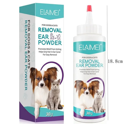 Pet Ear Powder Painless Ear Hair Removal Powder for Dogs and Pets Ear Cleaning Tool Ear Washing Powder for Removing Ear Hair 30g