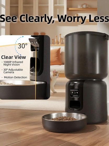 Smart 4L Cat Feeder with 2.4G WiFi & HD Camera – Control & Watch Anywher