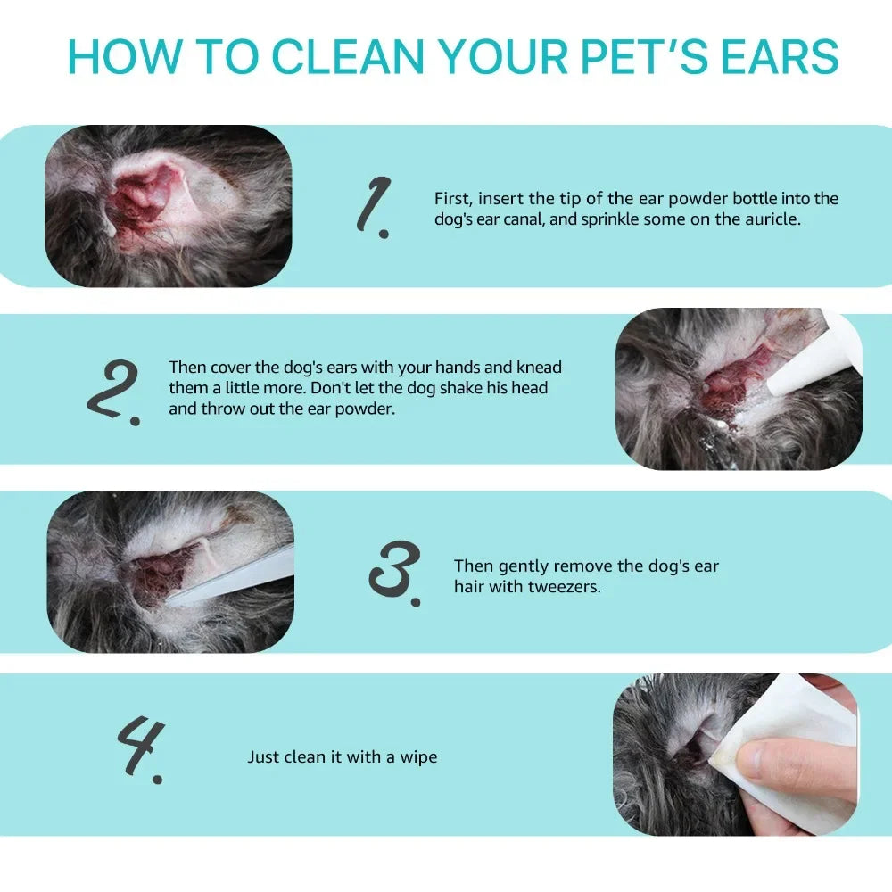Pet Ear Powder Painless Ear Hair Removal Powder for Dogs and Pets Ear Cleaning Tool Ear Washing Powder for Removing Ear Hair 30g