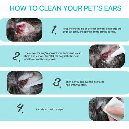Pet Ear Powder Painless Ear Hair Removal Powder for Dogs and Pets Ear Cleaning Tool Ear Washing Powder for Removing Ear Hair 30g